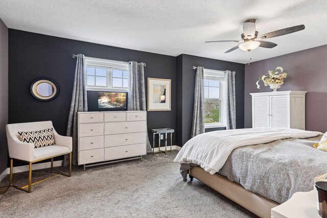 8061 Abercrombie Ln, Woodbury, MN 55129 - bedroom with carpet floors, ceiling fan, and a textured ceiling
