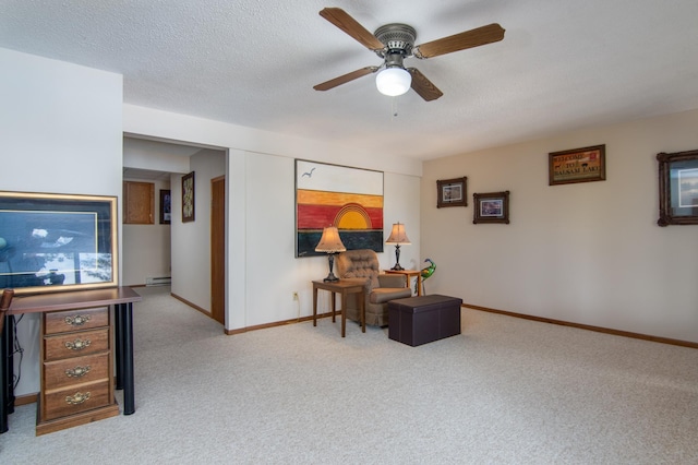 215 Park Dr Unit 4, Balsam Lake, WI 54810 - carpeted office with ceiling fan, baseboard heating, baseboards, and a textured ceiling