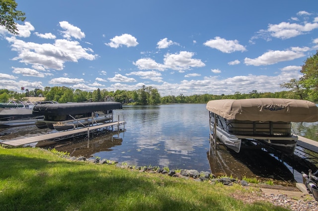 215 Park Dr Unit 4, Balsam Lake, WI 54810 - dock with a water view and boat lift