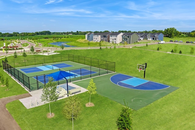 7657 Swan St, Lino Lakes, MN 55038 - view of basketball court featuring a tennis court, a water view, and community basketball court