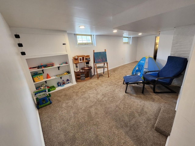 4129 7th St NE, Columbia Heights, MN 55421 - rec room featuring carpet flooring and recessed lighting