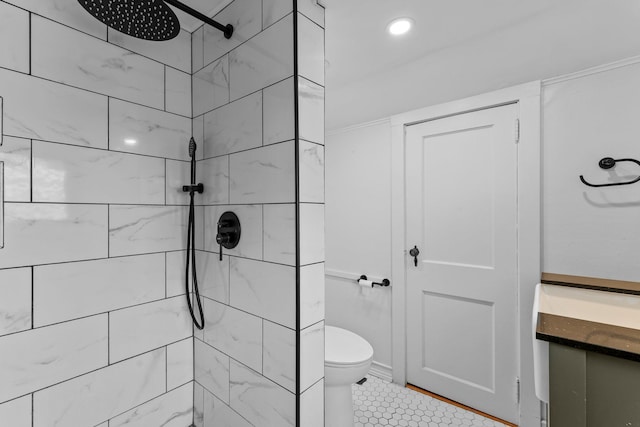 4129 7th St NE, Columbia Heights, MN 55421 - full bath with tiled shower and tile patterned flooring