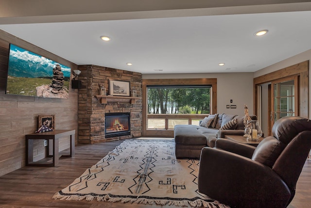 27806 Sundance Ln, Cold Spring, MN 56320 - living area featuring wood finished floors, recessed lighting, and a fireplace