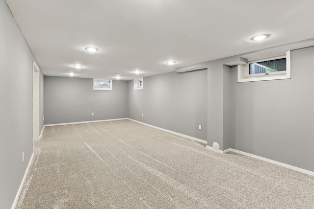 1202 Lyn Way, Hastings, MN 55033 - below grade area featuring baseboards, carpet, and recessed lighting