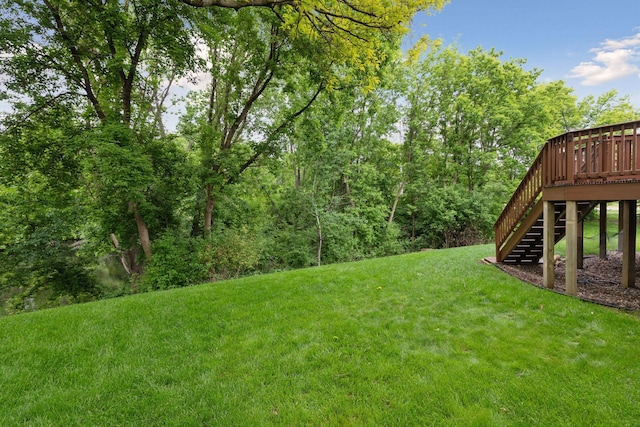 1502 Rocky Ln, Eagan, MN 55122 - view of green lawn featuring stairway and a deck