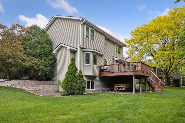 1502 Rocky Ln, Eagan, MN 55122 - back of house featuring a deck, a yard, and stairway