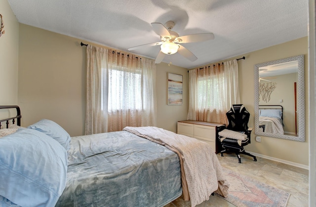 3021 Crescent Ln NW, Rochester, MN 55901 - bedroom featuring ceiling fan, baseboards, and a textured ceiling