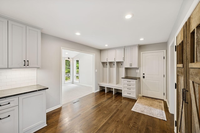 200 Marie Ave W, West Saint Paul, MN 55118 - mudroom with dark wood finished floors and recessed lighting