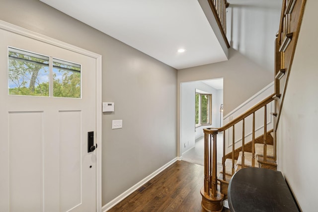 200 Marie Ave W, West Saint Paul, MN 55118 - entryway featuring dark wood-style floors, stairs, and recessed lighting