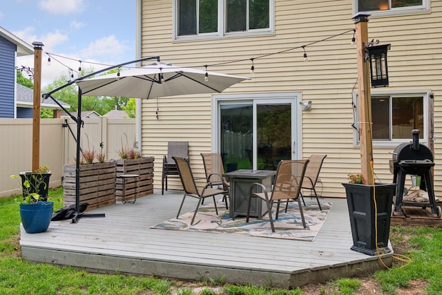 17698 Shore Ln W, Eden Prairie, MN 55346 - wooden terrace featuring grilling area
