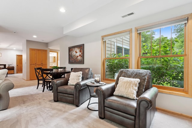 6539 Orchard Ridge Trl, Woodbury, MN 55129 - living room with light carpet, recessed lighting, and baseboards