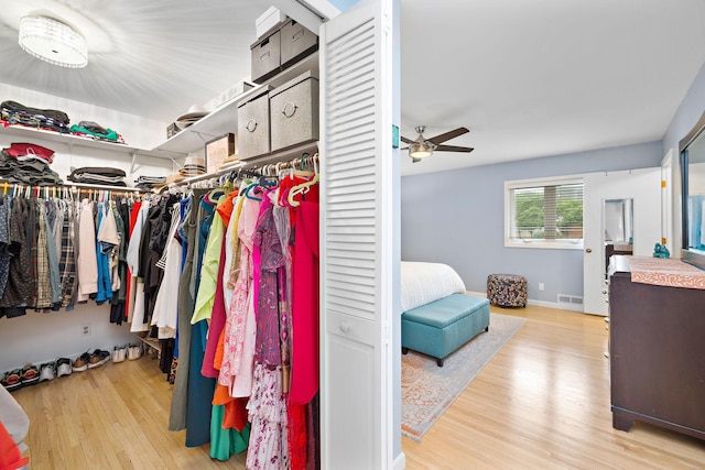 1305 Unity Ave N, Golden Valley, MN 55422 - spacious closet with wood finished floors and ceiling fan