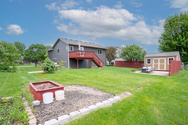 3138 Olympus Dr NE, Sauk Rapids, MN 56379 - view of yard featuring a deck, stairs, and a patio area