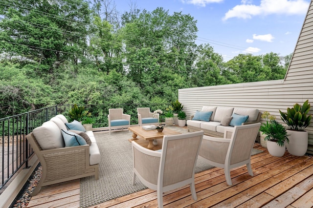 6331 Saint Croix Trl N, Stillwater, MN 55082 - deck with outdoor lounge area and view of scattered trees
