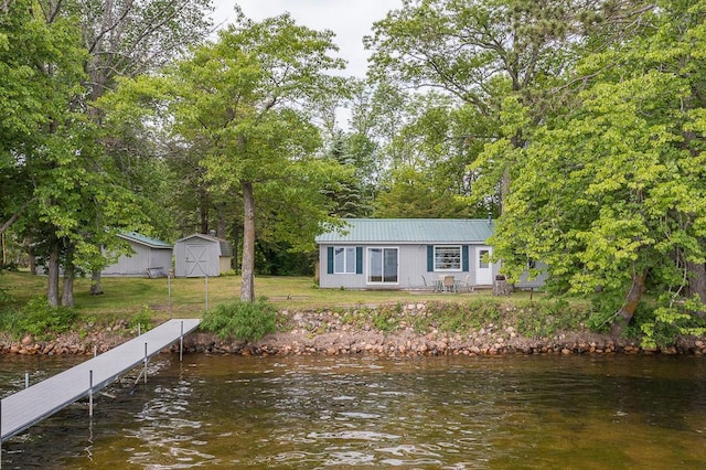 27042 Bluebill Point Rd, Garrison, MN 56450 - dock area with a lawn and a water view