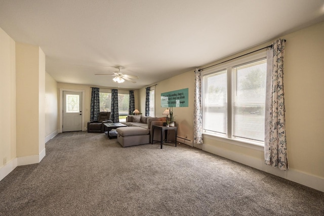 836 Milligan Ave, Wabasha, MN 55981 - carpeted living area with a ceiling fan, healthy amount of natural light, and baseboards