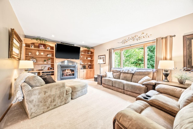 1893 White Oak Dr, Chaska, MN 55318 - living area with carpet floors and a lit fireplace