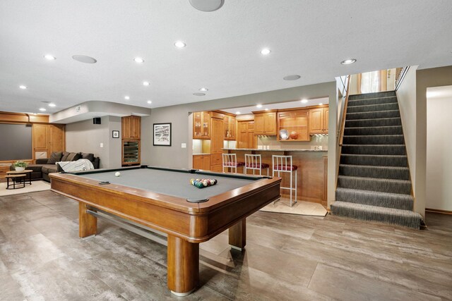 6136 Arctic Way, Edina, MN 55436 - rec room with recessed lighting, billiards, and wine cooler