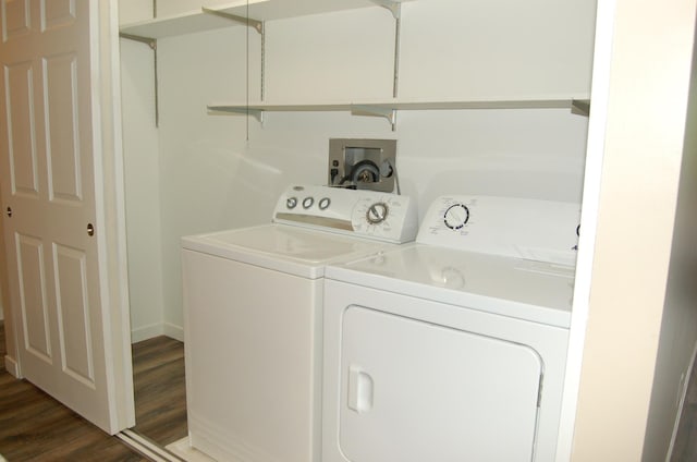 1903 Silver Bell Rd Unit 219, Eagan, MN 55122 - laundry area featuring washing machine and dryer, dark wood-type flooring, and baseboards