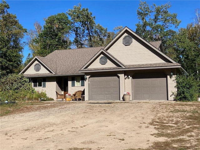 1496 Willard Lake Rd NW, Powers Twp, MN 56435 - single story home with a garage, dirt driveway, and roof with shingles