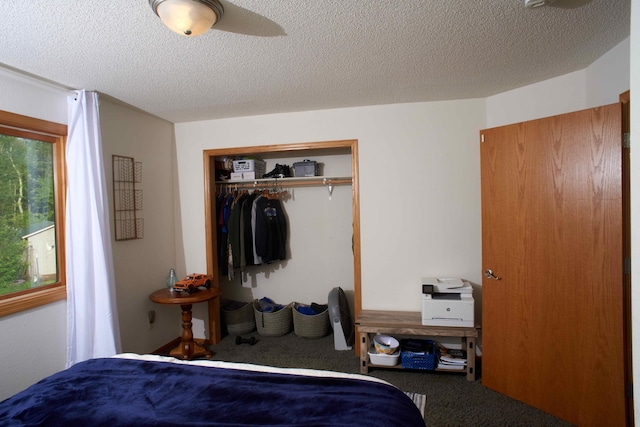 1496 Willard Lake Rd NW, Powers Twp, MN 56435 - carpeted bedroom with a closet and a textured ceiling