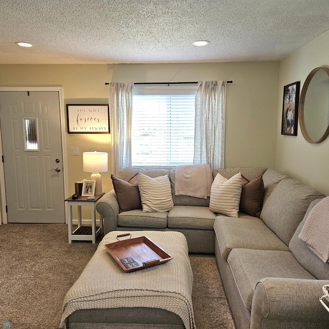 849 11th Ave W, West Fargo, ND 58078 - carpeted living area featuring a textured ceiling