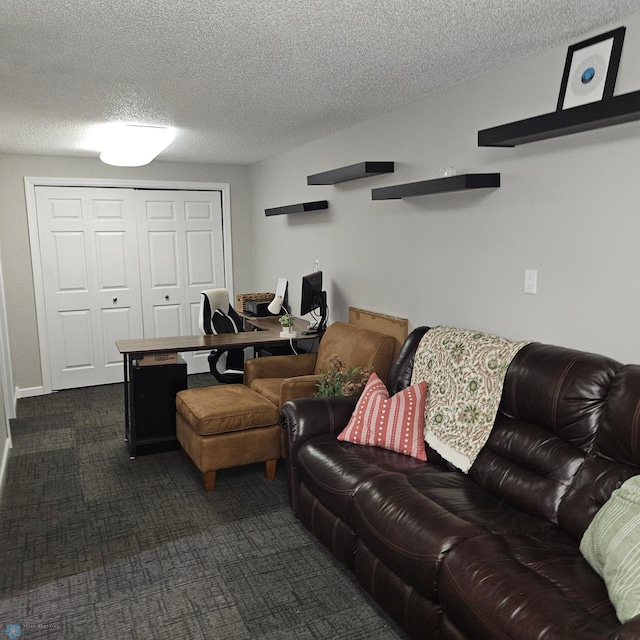 849 11th Ave W, West Fargo, ND 58078 - living area featuring a textured ceiling and dark colored carpet