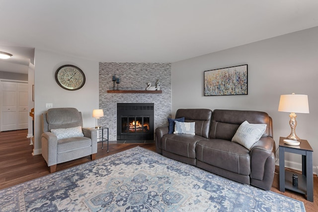 6813 Boudin St NE, Prior Lake, MN 55372 - living area featuring wood finished floors and a large fireplace