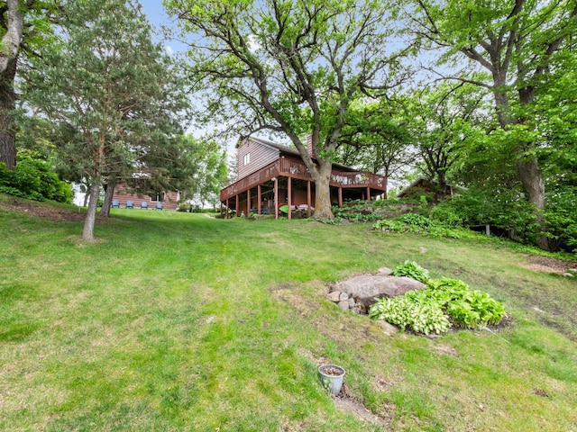 21534 275th Ave, Glenwood Twp, MN 56381 - view of green lawn with a deck