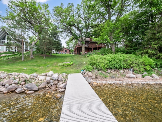 21534 275th Ave, Glenwood Twp, MN 56381 - dock with a yard and a wooden deck