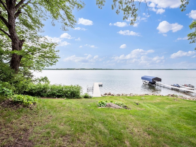 21534 275th Ave, Glenwood Twp, MN 56381 - water view with a dock and boat lift