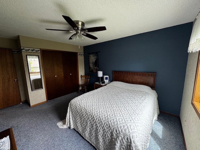 802 Estates Ave, Litchfield, MN 55355 - bedroom with carpet flooring, ceiling fan, and a textured ceiling