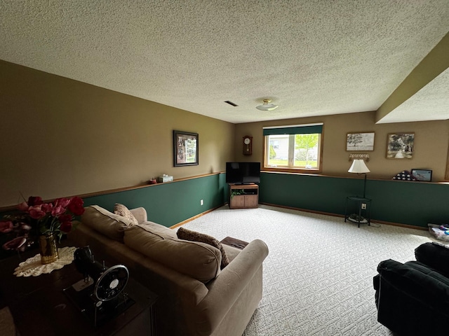 802 Estates Ave, Litchfield, MN 55355 - living room with carpet flooring, a textured ceiling, and baseboards