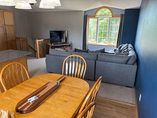 2030 Joes Lake Rd SE, Cambridge, MN 55008 - dining area featuring lofted ceiling and wood finished floors