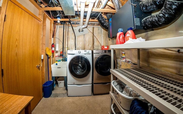 2030 Joes Lake Rd SE, Cambridge, MN 55008 - laundry area featuring independent washer and dryer and carpet floors