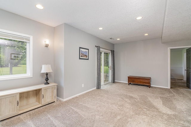 26821 Weston Ct, Elko New Market, MN 55020 - unfurnished room with light carpet, recessed lighting, baseboards, and a textured ceiling