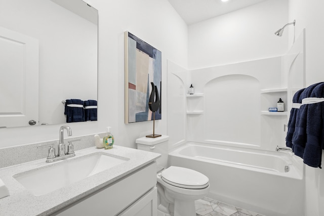 2451 Jandell Ave NE, Saint Michael, MN 55376 - bathroom with vanity, shower / washtub combination, and marble look tiles