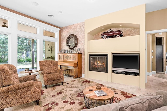 79394 Long Lake Rd, Kettle River Twp, MN 55795 - living room with a large fireplace and baseboards