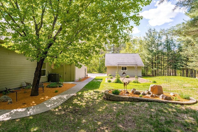 79394 Long Lake Rd, Kettle River Twp, MN 55795 - view of grassy yard with central AC and an outdoor structure