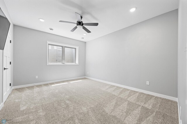 7886 Firefly Ln, Horace, ND 58047 - unfurnished room featuring ceiling fan, carpet floors, baseboards, and recessed lighting