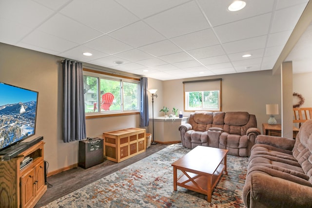 308 18th Ave NE, Waseca, MN 56093 - living area with a drop ceiling, baseboards, wood finished floors, and recessed lighting