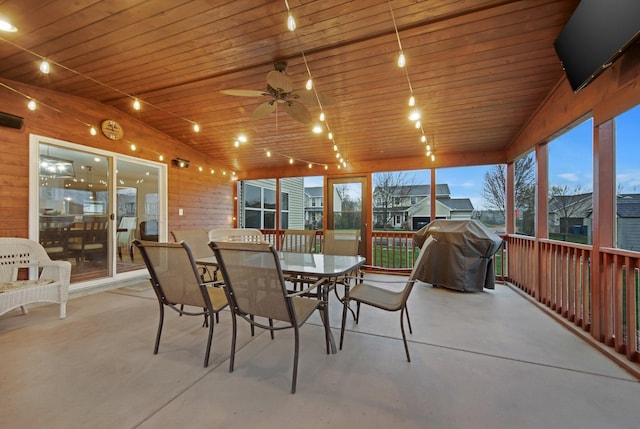 10542 188th Ave NW, Elk River, MN 55330 - sunroom / solarium featuring ceiling fan and outdoor dining space