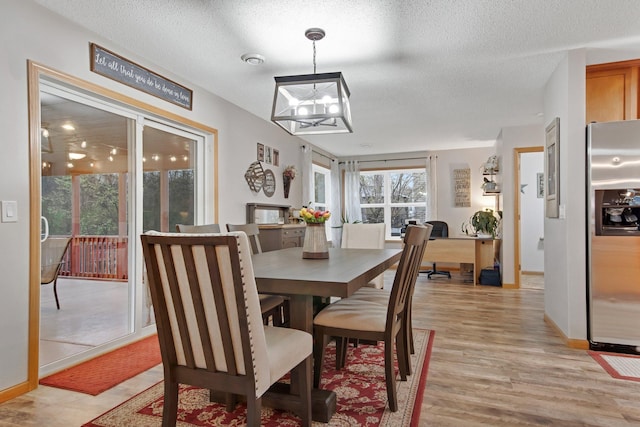 10542 188th Ave NW, Elk River, MN 55330 - dining area featuring a textured ceiling, light wood-type flooring, and baseboards