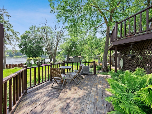 10785 56th St, Palmer Twp, MN 55319 - wooden terrace featuring a water view