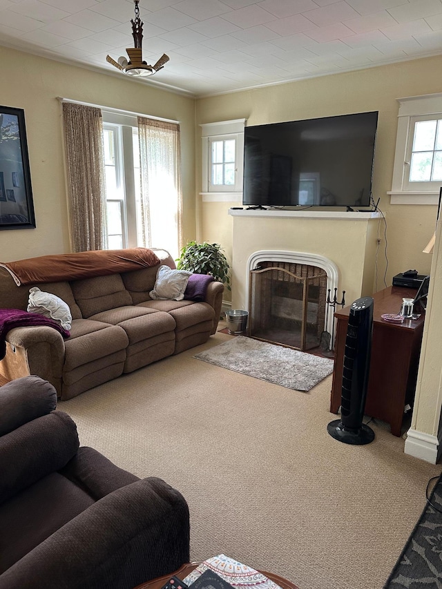 502 1st Ave SE, Baudette, MN 56623 - carpeted living area featuring healthy amount of natural light and a fireplace