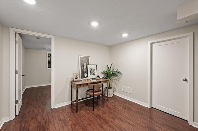 713 83rd Ave NE, Spring Lake Park, MN 55432 - home office featuring wood finished floors, baseboards, recessed lighting, and a textured ceiling