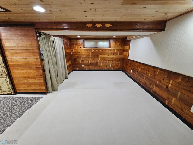609 1st St N, Wahpeton, ND 58075 - finished below grade area with wood walls, wood ceiling, and recessed lighting