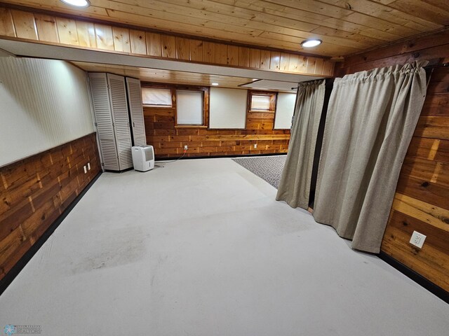 609 1st St N, Wahpeton, ND 58075 - finished basement with wooden walls, wood ceiling, and recessed lighting