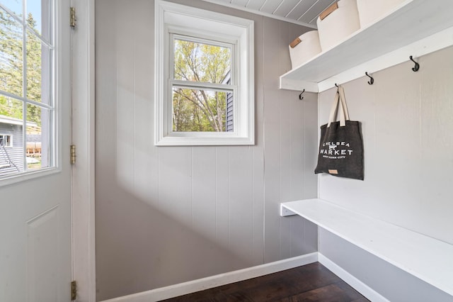 331 Locust St, Duluth, MN 55811 - mudroom with healthy amount of natural light, baseboards, and dark wood-style flooring