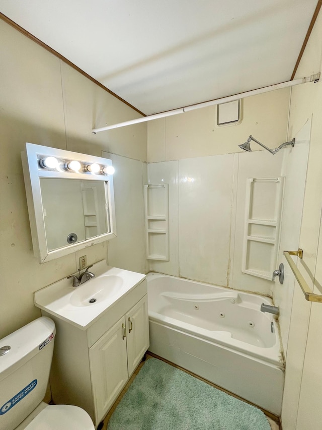 111 Park Ave, Springfield, MN 56087 - bathroom with vanity, a combined bath / shower with jetted tub, and toilet
